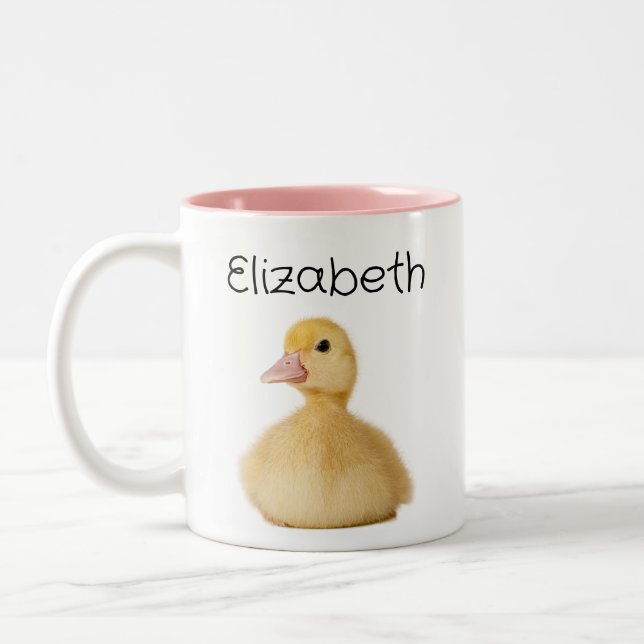 Cute Duck Personalized Name Två-Tonad Mugg (Vänster)