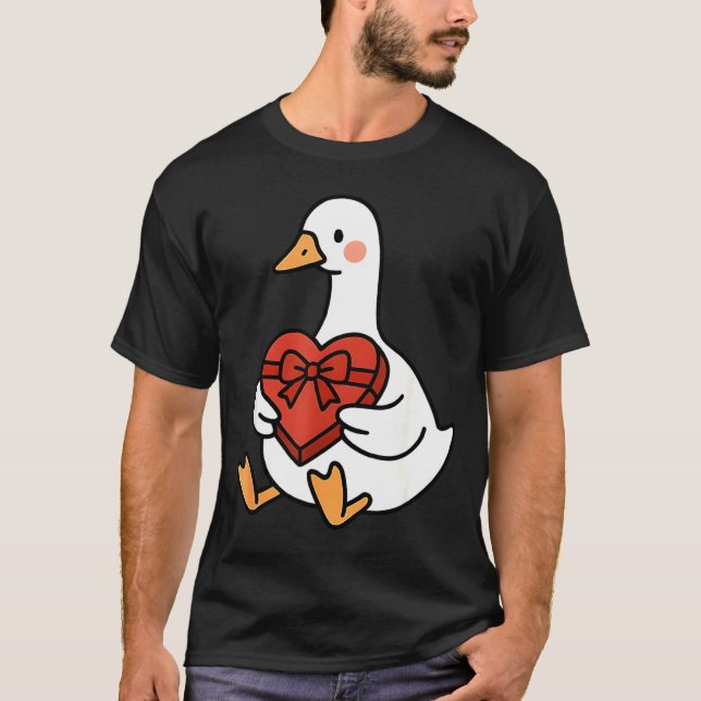 Cute Duck Preppy Silly Just Goose Valentine Love T Shirt (Framsida)