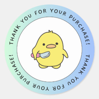 Cute Duck Thank You Sticker Runt Klistermärke