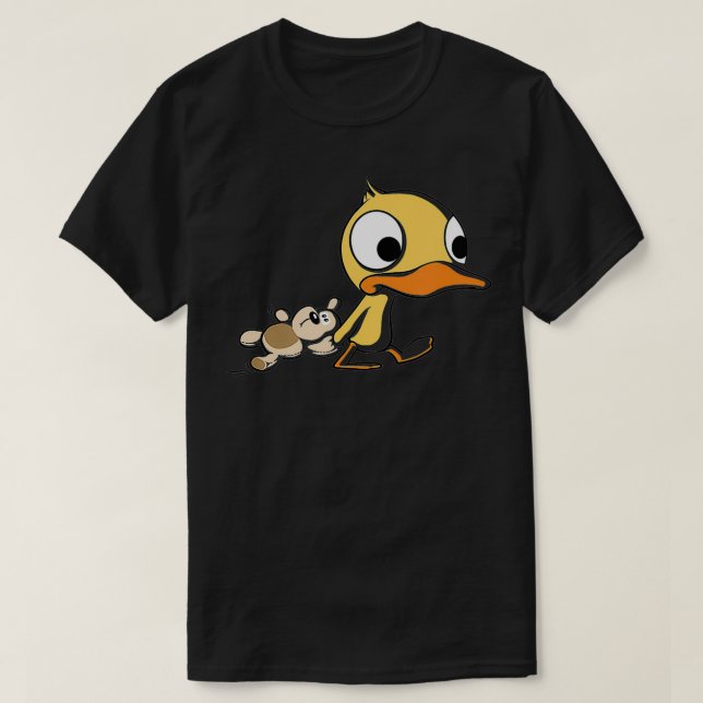 Cute Duck with Teddy Bear  T Shirt (Design framsida)