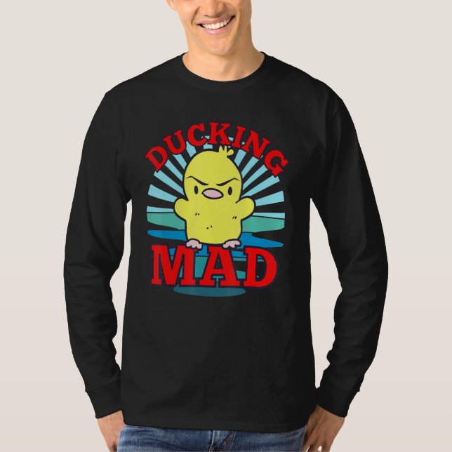 Cute Ducking Mad Anka-PM med Blue Retro Sunset T Shirt (Framsida)
