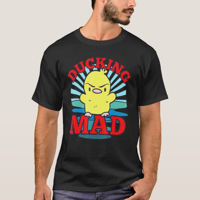 Cute Ducking Mad Anka-PM med Blue Retro Sunset T Shirt (Framsida)