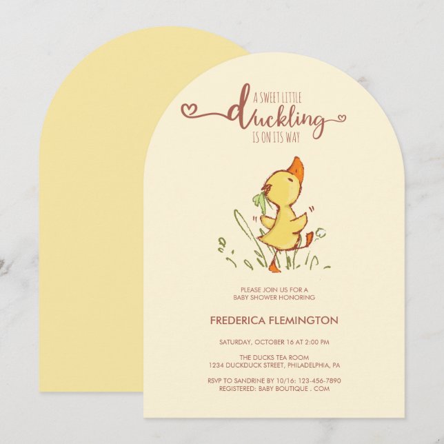 Cute Duckling Baby Shower Inbjudningar (Fram/baksida)