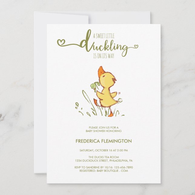 Cute Duckling Baby Shower Inbjudningar (Framsida)