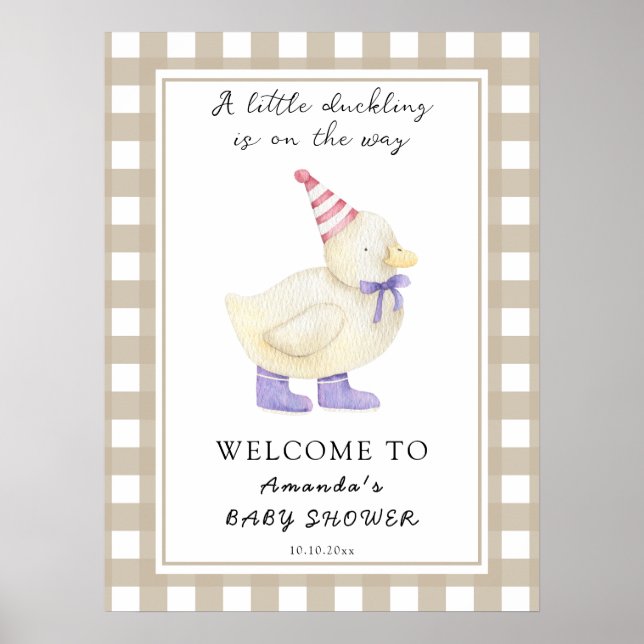 Cute Duckling Baby Shower Poster (Framsidan)