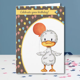 Cute Duckling Balloon Barns födelsedag Kort