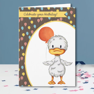 Cute Duckling Balloon Barns födelsedag Kort