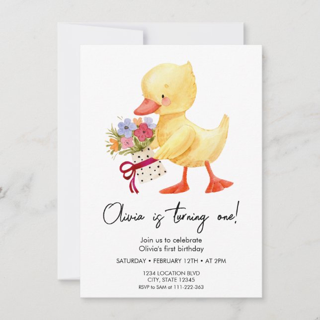 Cute Duckling Birthday-inbjudan Inbjudningar (Framsida)