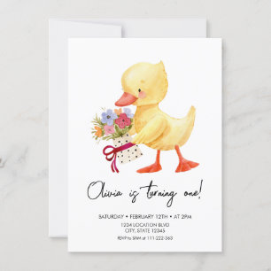 Cute Duckling Birthday Inbjudningar
