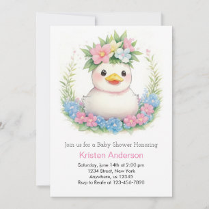 Cute Duckling Firande Girl Baby Shower Inbjudningar