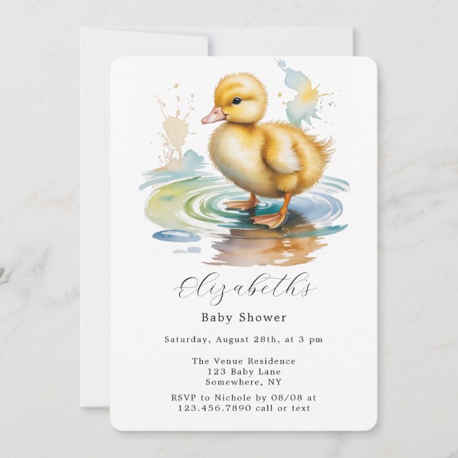 Cute Duckling Gender Neutral Baby Shower Inbjudningar (Framsida)