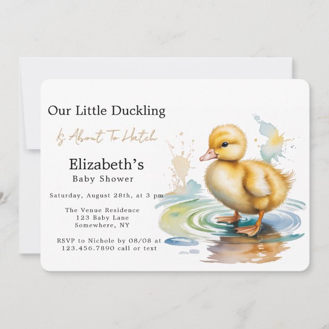 Cute Duckling Gender Neutral Baby Shower Inbjudningar (Framsida)