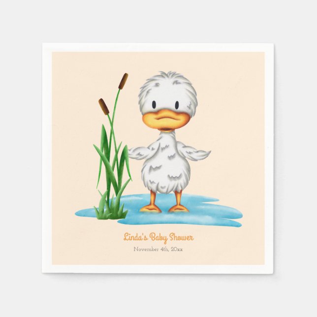 Cute Duckling Gender Neutral Baby Shower Pappersservett (Framsidan)