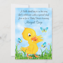 Cute Duckling och Butterflies Boy Shower Inbjudningar