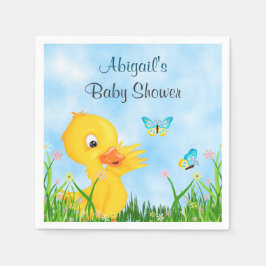 Cute Duckling och Butterflies Boy Shower Pappersservett