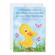 Cute Duckling och Butterflies Girl Baby Shower