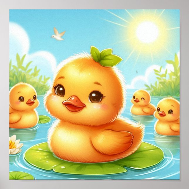 Cute Ducklings – Kids Pond Poster (Framsidan)