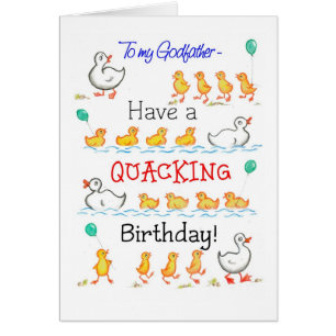 Cute Ducklings Quacking Birthday, för Godfar Hälsningskort