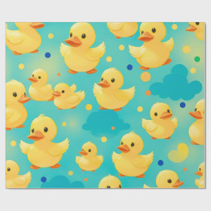 Cute ducklings Swimming i en damm Presentpapper
