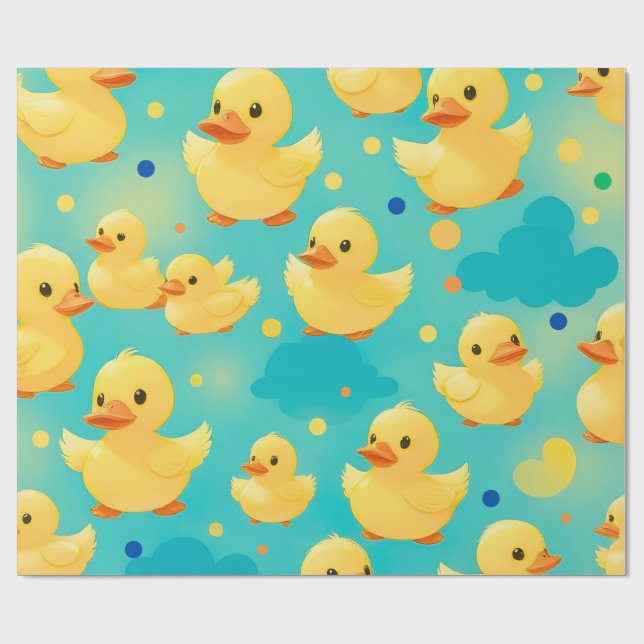 Cute ducklings Swimming i en damm Presentpapper (Platt)