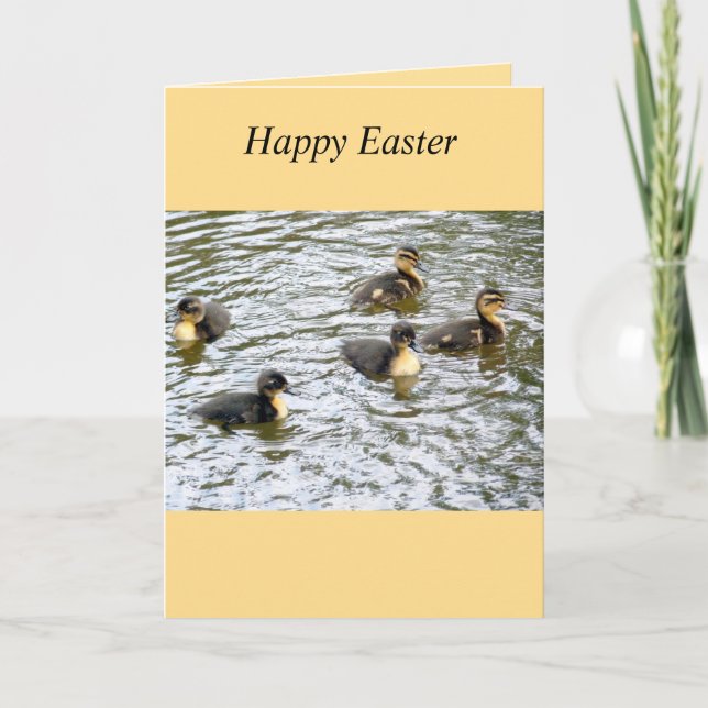 Cute Ducklings Swimming Påsk Card Helgkort (Framsida)