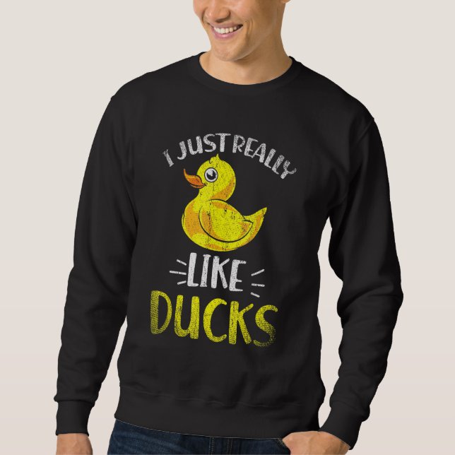 Cute Ducky Bath Leksak Duckie Duckling Rubber Anka Lång Ärmad Tröja (Framsida)