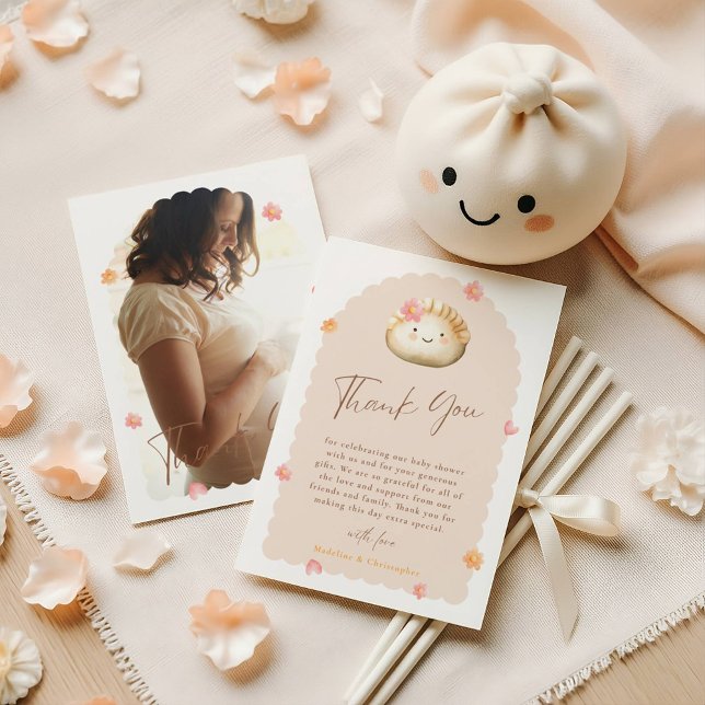 Cute Dumpling Baby Shower Photo Tackyou Card (Skapare uppladdad)