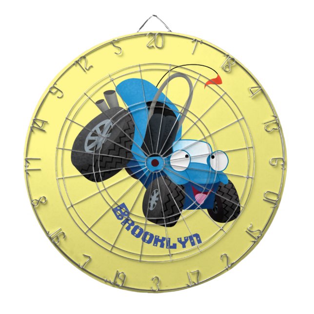 Cute dune-buggen utanför vägen fordon tecknad darttavla (Framsidan)