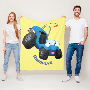 Cute dune-buggen utanför vägen fordon tecknad fleecefilt