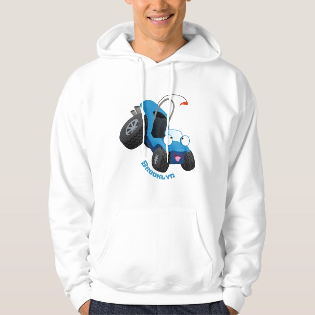 Cute dune-buggen utanför vägen fordon tecknad hoodie (Framsida)