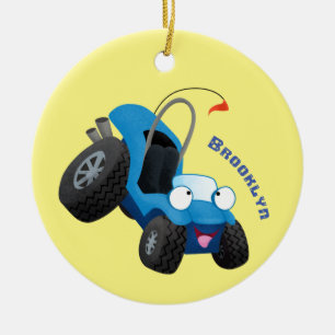 Cute dune-buggen utanför vägen fordon tecknad julgransprydnad keramik