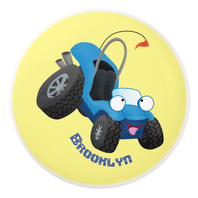 Cute dune-buggen utanför vägen fordon tecknad knopp (Framsidan)