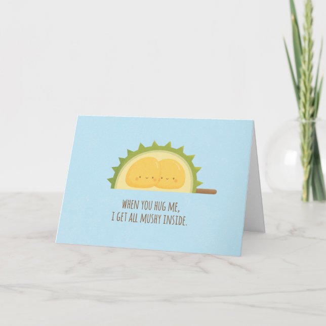 Cute Durian Mushy Valentines day Greeting Card Helgkort (Framsida)