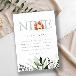 Cute Dusky Blue Lejon Foliage 9:e födelsedagen Tack Kort