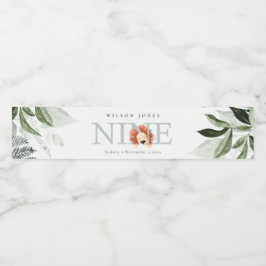 Cute Dusky Blue Lejon Foliage 9:e födelsedagen Vattenflaska Etikett