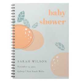 Cute Dusky Blue-Orange Fruktig, fetstilt babystöve Anteckningsbok
