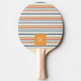 Cute Dusky Orange Blue Ochre Stripe Mönster Pingisracket