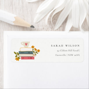 Cute Dusky Stacks Storybooks Blommigt Adress Returadress Etikett