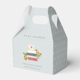 Cute Dusky Stacks Storybooks Blommigt Baby Shower Presentaskar