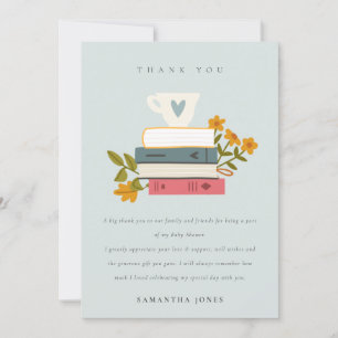 Cute Dusky Stacks Storybooks Blommigt Baby Shower Tack Kort