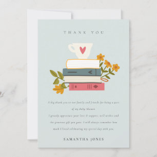 Cute Dusky Stacks Storybooks Blommigt Baby Shower Tack Kort