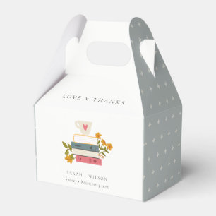 Cute Dusky Stacks Storybooks Blommigt Bröllop Presentaskar