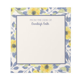 Cute Dusty Blue Gula blommor Cream från Desk of Anteckningsblock