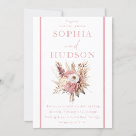 Cute Dusty Ro & Rosa Boho Blommigt Bröllop Inbjudningar