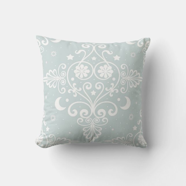 Cute Dusty Teal Boho Celestial Mönster Kudde (Framsida)