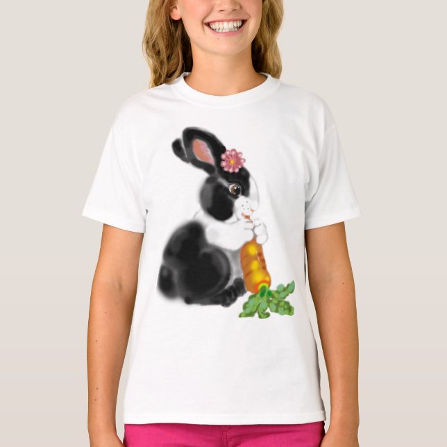 Cute Dutch Baby Bunny Rabbit Carrot Design Animal T Shirt (Framsida)