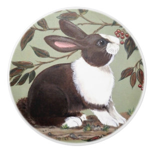 Cute Dutch Rabbit Bunny Sage Woodland Animal  Knopp