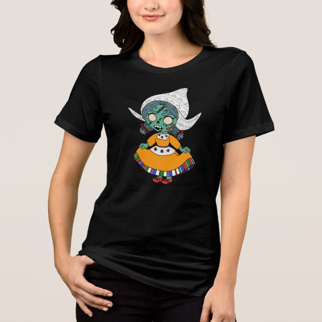 Cute Dutch Zombie Girl T Shirt (Framsida)