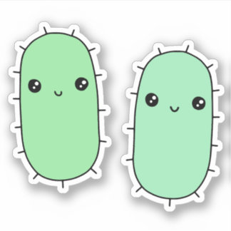 Cute E.coli-bakterier - kawaii-mikrobe-tecknader Klistermärken