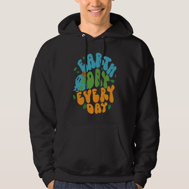 Cute Earth Day Every Day Retro Groovy 53rd Anniver Hoodie (Framsida)